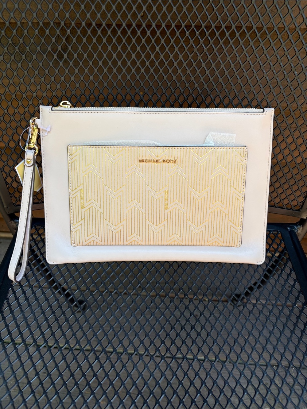 Michael Kors Blush Pink Geometric Zip Wristlet Clutch